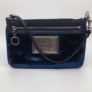 COACH Poppy Blue Sequin Wristlet